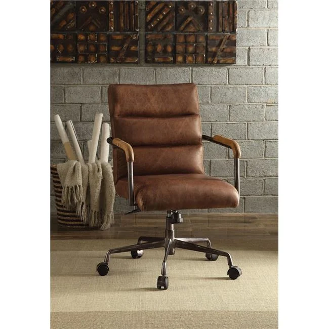 Harith Executive Office Chair - Retro Brown Top Grain Leather - 38 x 22 x 26 in.