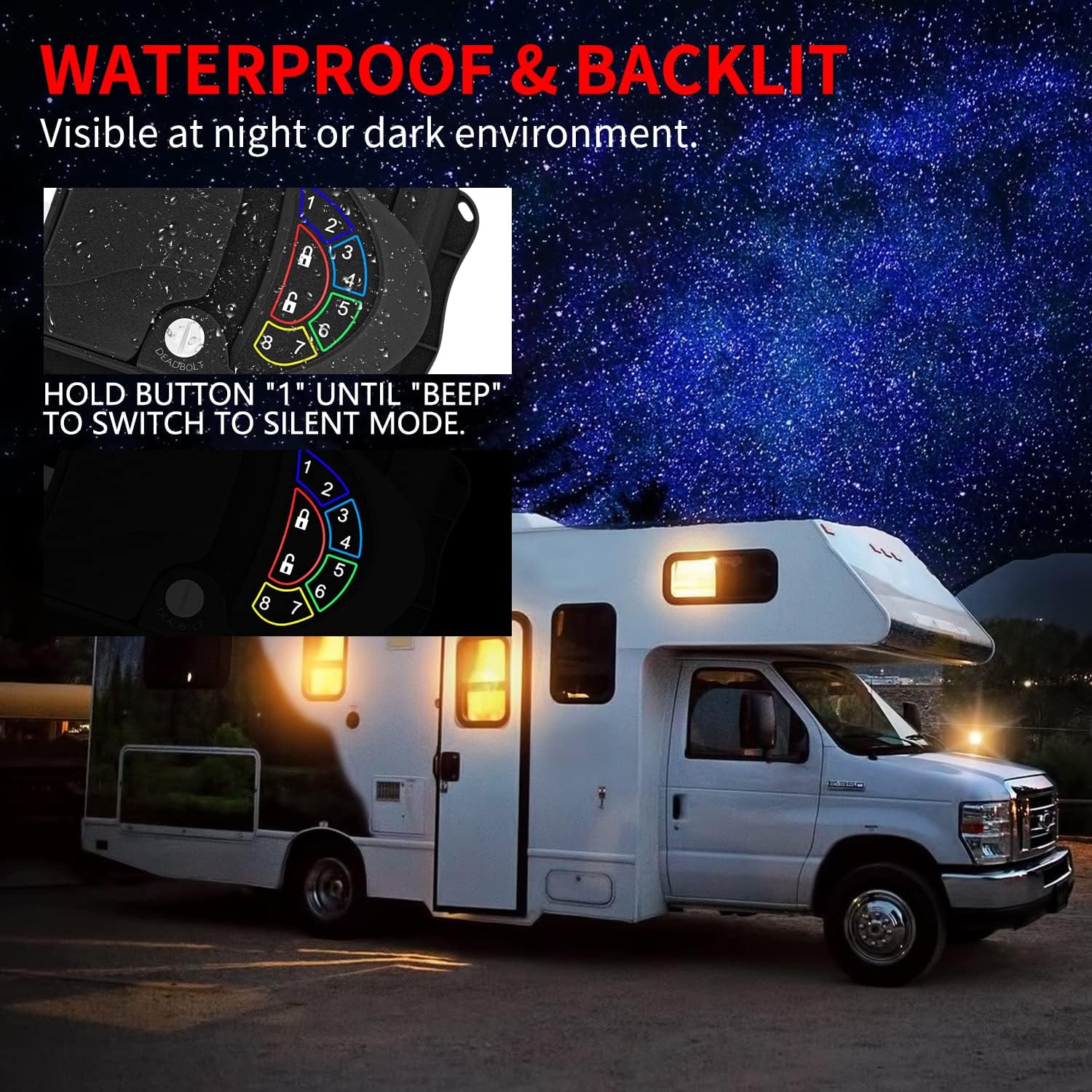 DaierTek RV Door Lock Keyless Entry, Metal RV Lock Keyless Entry with Deadbolt, Backlit Keypad, Wireless Fobs, Keys and Gasket