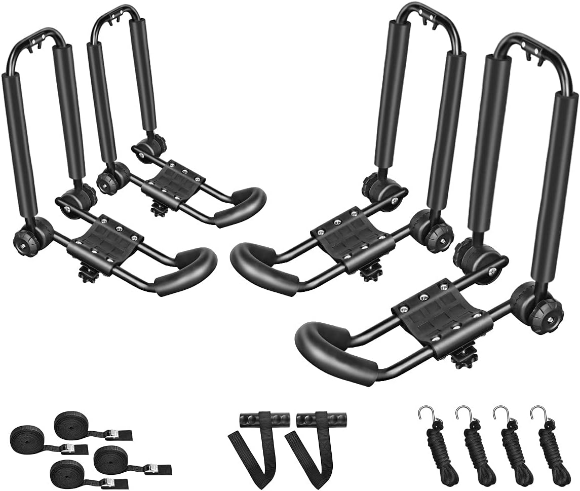 DRSPORTS Universal Foldable Kayak Canoe SUP Carrier 3 in 1 Adjustable car roof Rack Mount J Shape Kayak Rack for Canoe, SUP, Kayaks