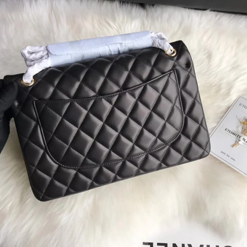 Chanel Lambskin 30Cm Class-Flap Bag A1113 Black