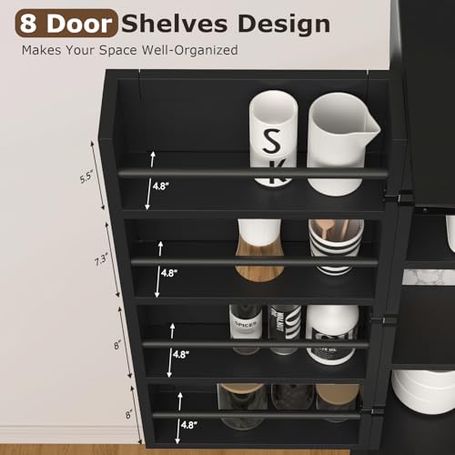 72" Tall Farmhouse Kitchen Pantry Cabinet, Large Storage Cabinet with 6 Adjustable Shelves, 4 Barn Doors & Drawer for Bathroom, Dining Room, Brown