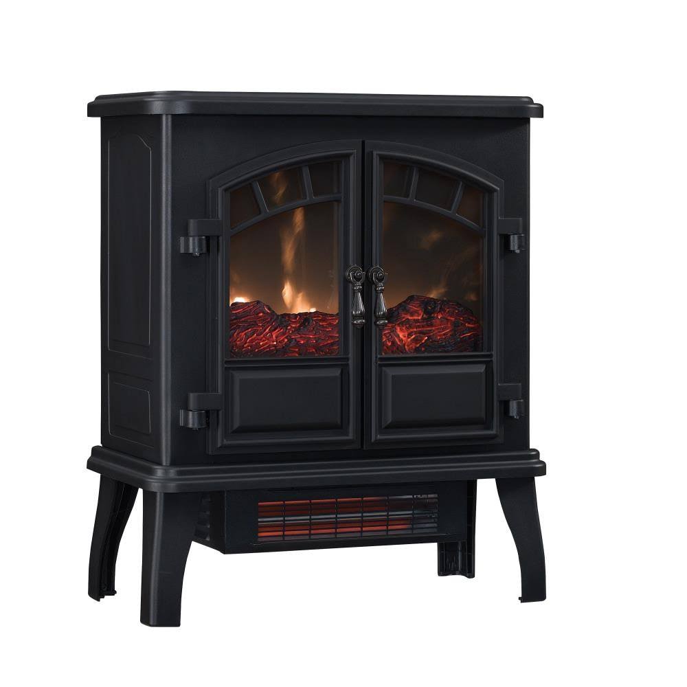 Duraflame Electric Stove Black Metal Infrared Quartz with Thermostat 19.5-in W 5200-BTU