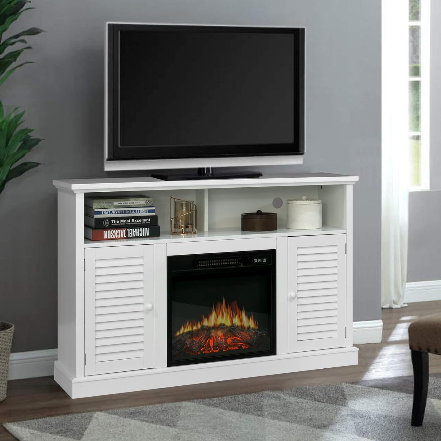 Sophia & William Farmhouse Electric Fireplace TV Stand for TV's Up to 65