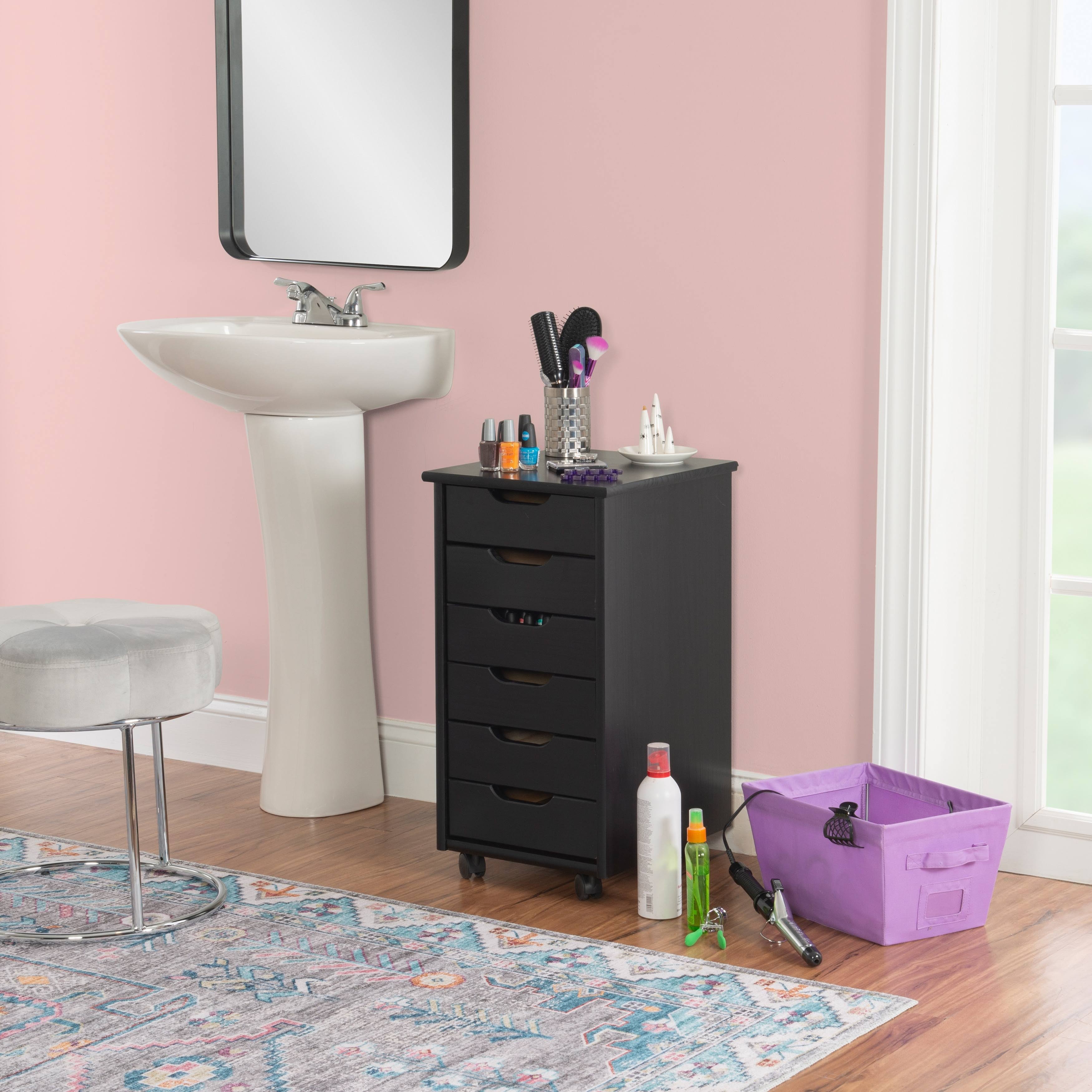Linon Home Dcor Bridgton Six Drawer Roll Cart - Black
