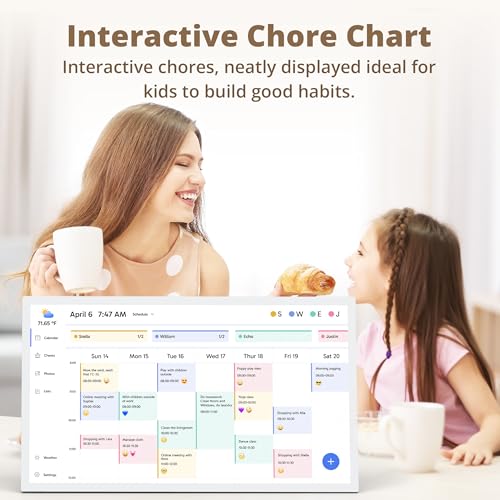 Dragon Touch 15.6" Digital Calendar Chore Chart – 1080P Full HD Interactive Touchscreen, Smart Family Planner