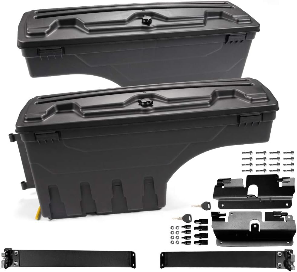 Compatible For Chevy Silverado GMC Sierra 1500 2500 3500 2007-2018 Lockable Storage Box Case Truck Bed Toolbox Set of Left Driver & Right Passenger