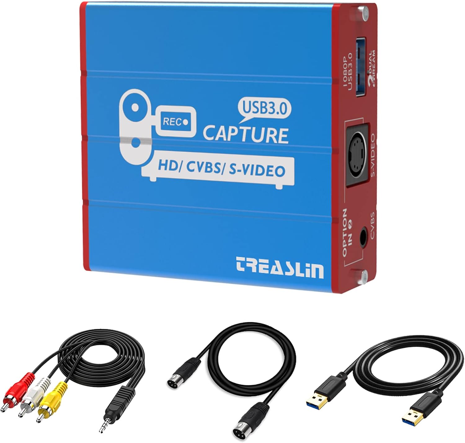 TreasLin Video Tape to Digital CVBS S-Video HDMI Capture Video Digital Format from VCR's, AV, RCA