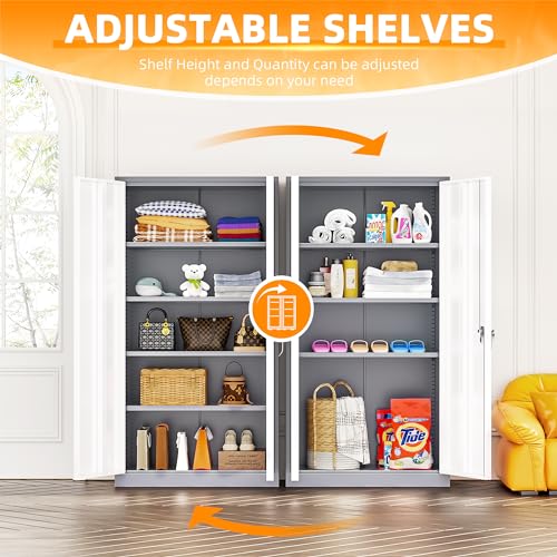 INTERGREAT Metal Storage Cabinets 72” Black Garage Steel Storage Cabinet with Doors and Shelves, Metal Tool Cabinet