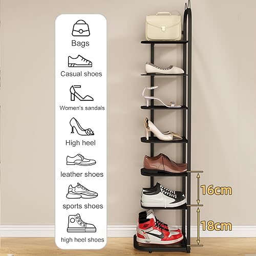 Narrow Vertical 10 Tier Shoe Rack, shoe cabinet for entryway, Tall Slim Rack for Small Spaces Organizer Shoe Shelf Shoe Tower (Color : Gold