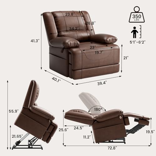 Large Dual Motor Power Lift Recliner Chair with Massage and Heat for Elderly People, Infinite Position,USB Ports and Remote Control