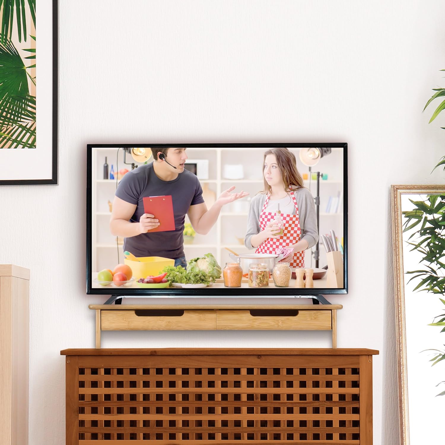 Prosumer’s Choice Bamboo TV/Monitor Stand and Riser with Dual Pull-Out Drawers – Extra Long 30”