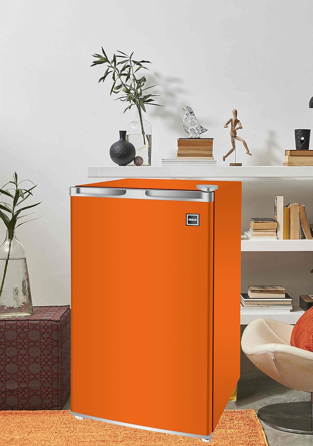 RCA RFR321 Single Door Mini Fridge with Freezer, 3.2 Cu. Ft. capacity - Orange