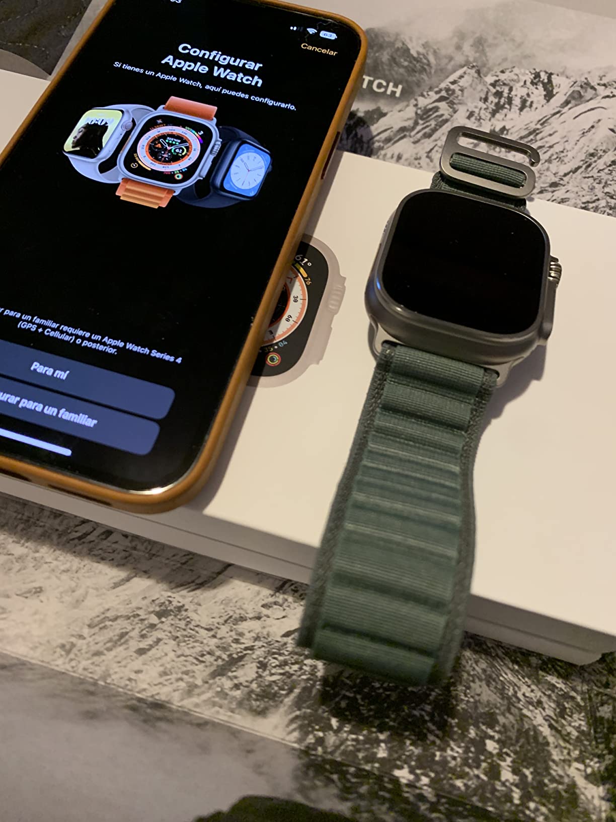 Apple Watch Ultra [GPS + Cellular 49mm] Smart Watch wRugged Titanium Case & Orange Alpine Loop Medium