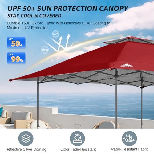 EAGLE PEAK 13x13 Straight Leg Pop Up Canopy Tent Instant Outdoor Canopy Easy Single Person Set up Folding Shelter w/Auto Extending Eaves 169 Square