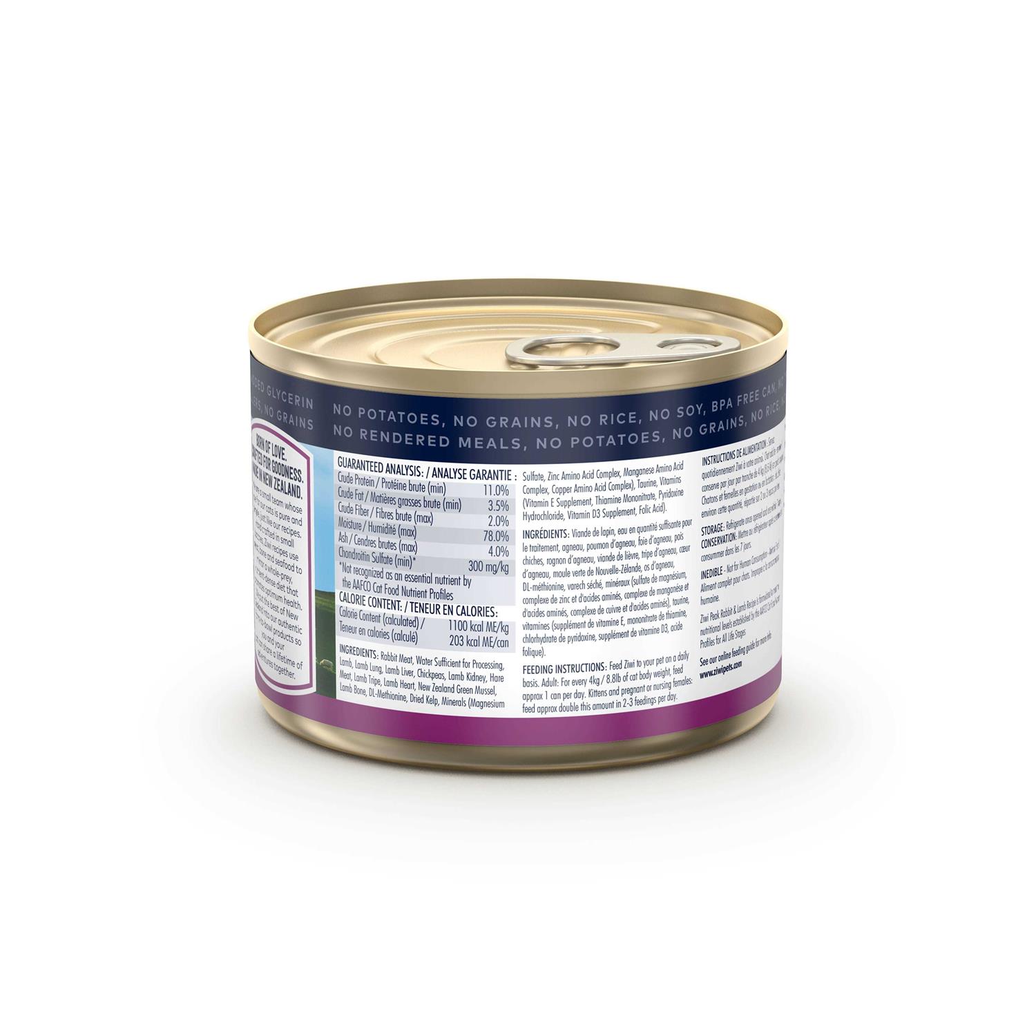 Ziwi Peak Rabbit &amp; Lamb Recipe Canned Cat Food - Pet Supplies online store