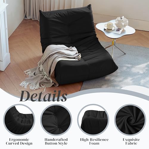 Bean Bag Chair for Adults - Suede & Microfiber Fireside Floor Chair, Comfortable Corner Lounge Sofa for Living Room, Bedroom, Office (3-Seater, Beige)