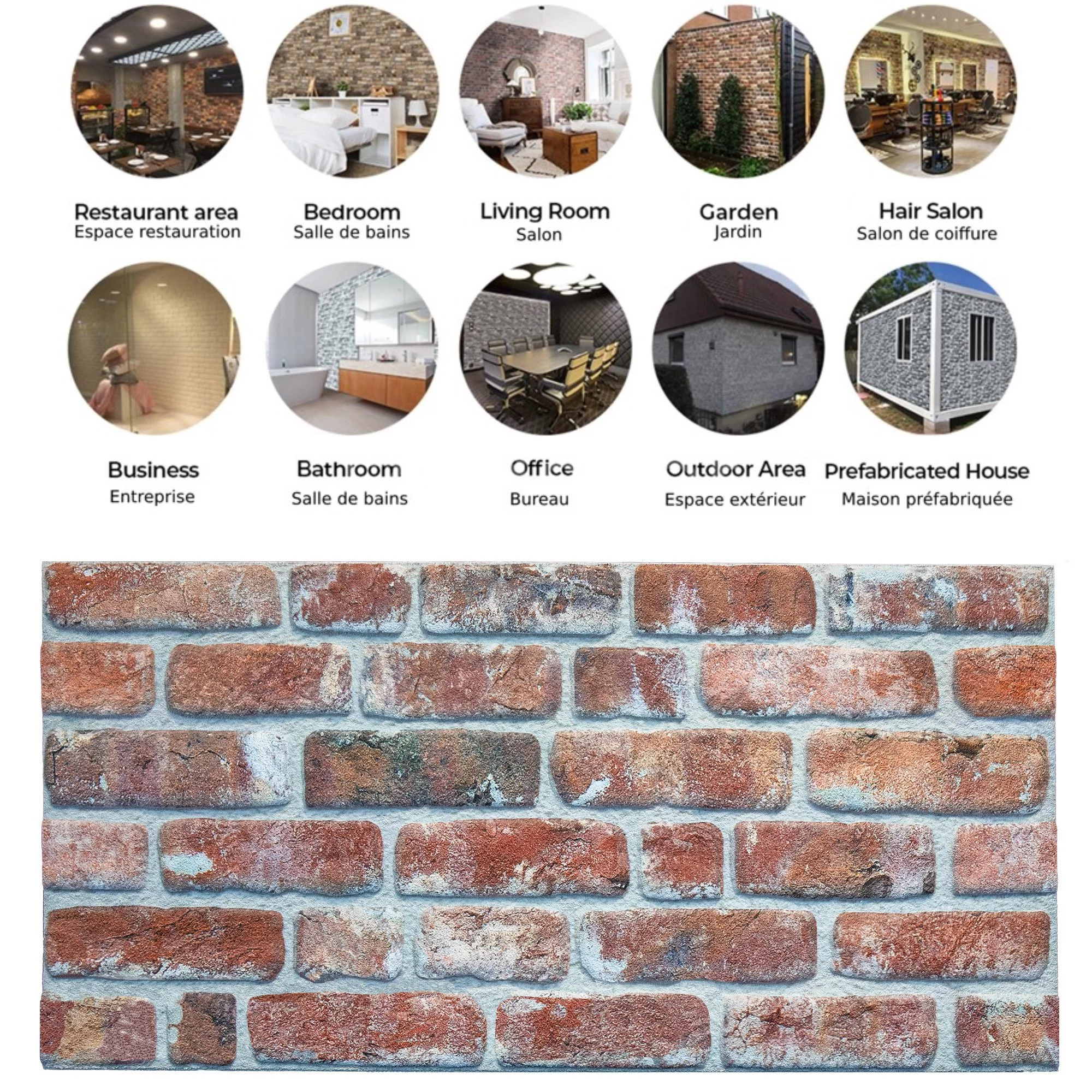 Dundee Deco 3D Wall Panels Brick Effect - Cladding, Red Brown Stone Look Wall Paneling, Styrofoam Facing for Living room, Kitchen, Bathroom, Balcony