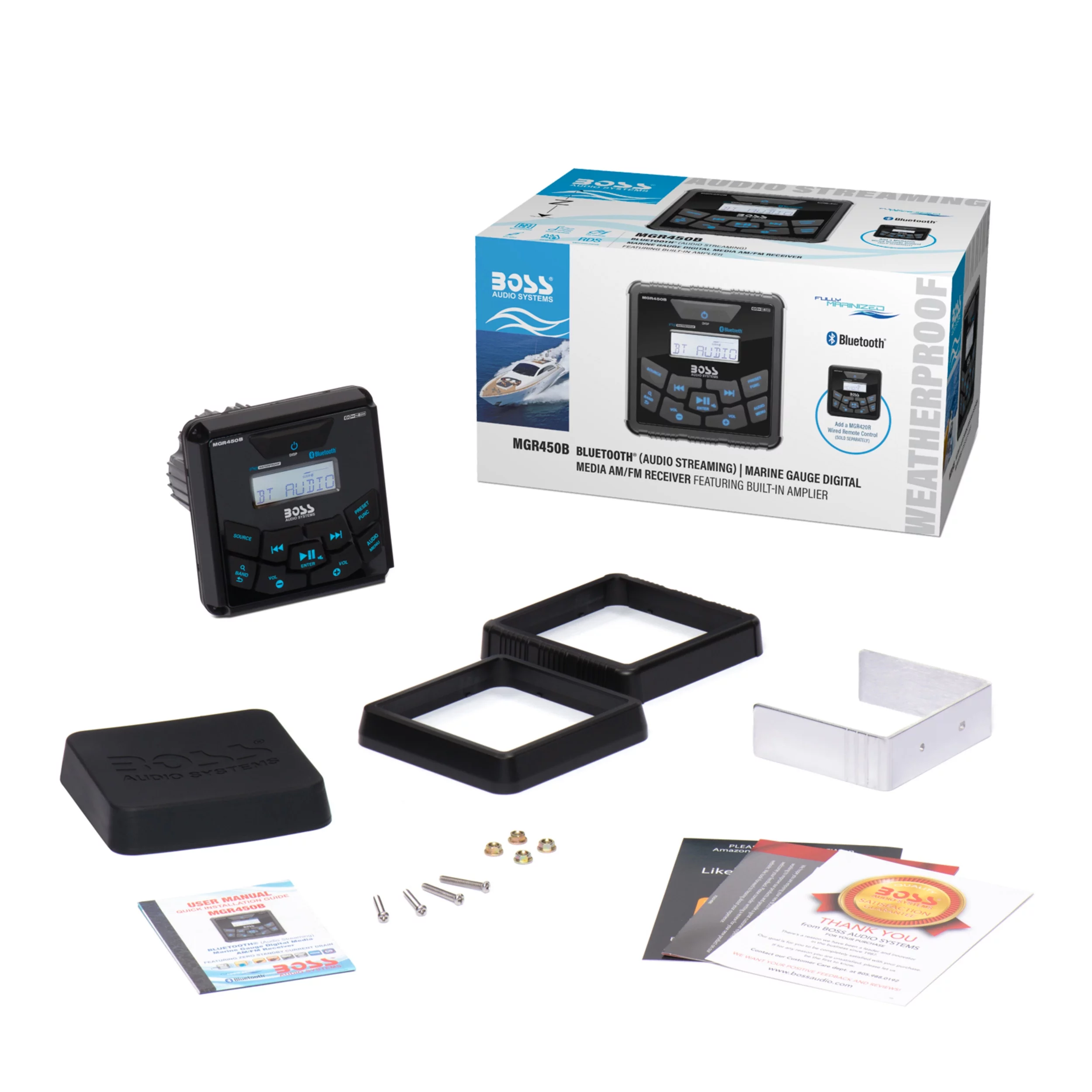 BOSS Audio MGR450B Marine Bluetooth MP3 Radio Stereo Boat Audio Receiver Player