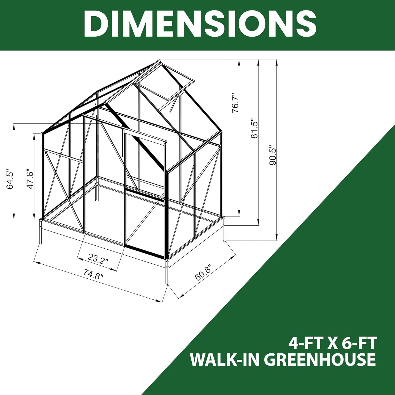 Hanover HANGRNHS4X6-NAT 4 x 6-Ft. Polycarbonate Walk-in Greenhouse, Natural/Silver