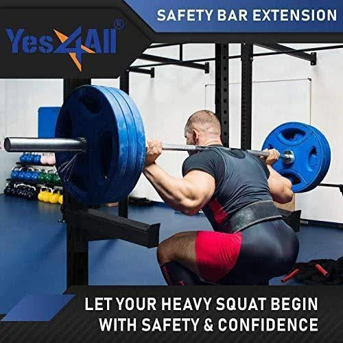 Yes4all Safety Spotter Arms for 2x2 Power Rack, Safety Squat Bar Extension, Lift Safety