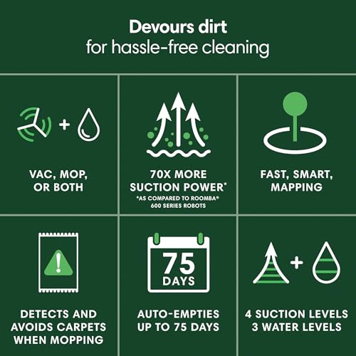 iRobot Roomba 104 Combo Robot Vacuum & Mop with AutoEmpty Dock - Amazon Exclusive, Self-Empties for 75 Days, Intense Power-Lifting Suction, LiDAR