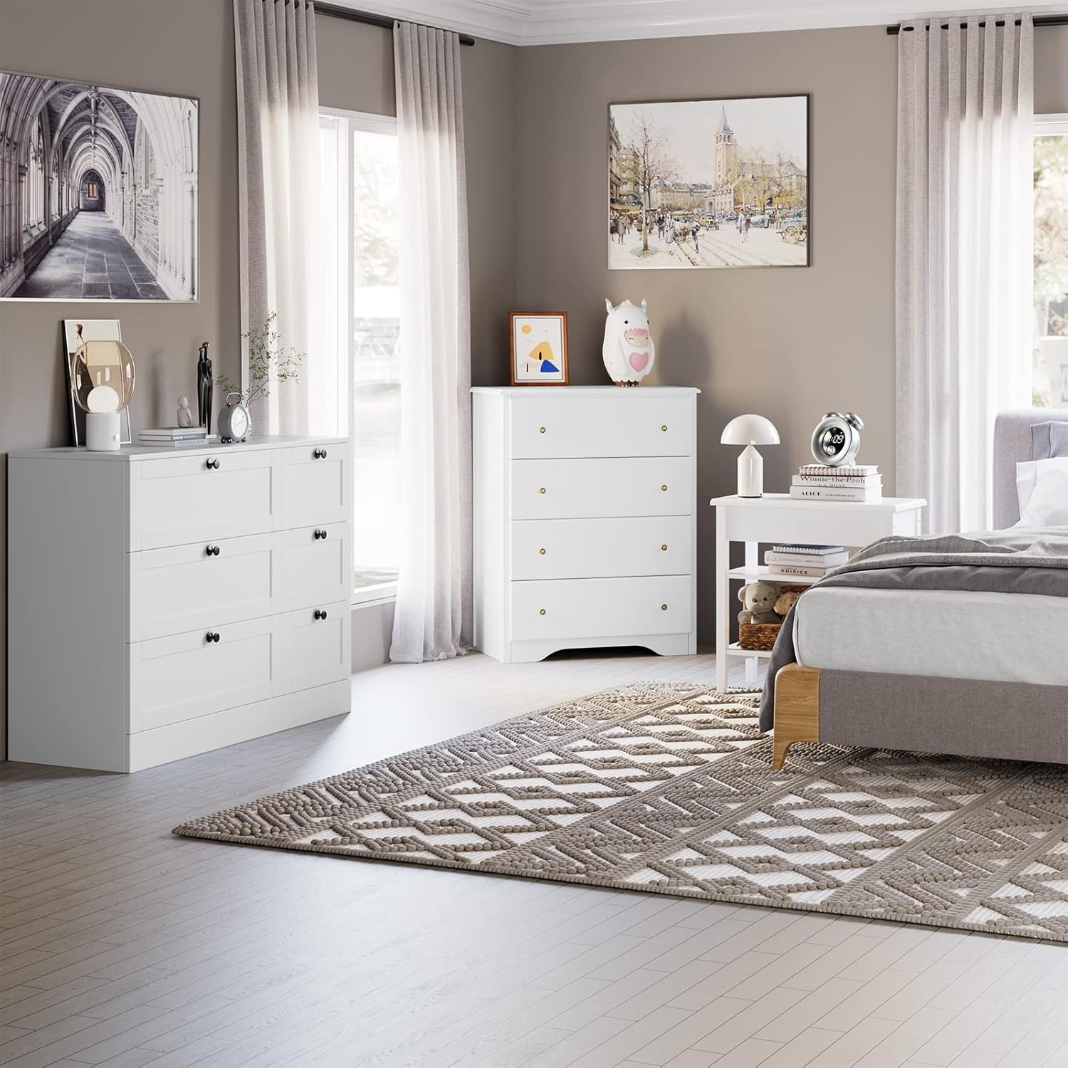 HOSTACK Storage Cabinet, 6 Drawer Dresser with Wide Space, Modern Closet Storage Drawers, Wooden Sideboard for Living Room, Bedroom, Dining Room