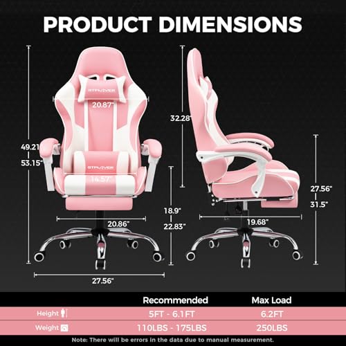 GTPLAYER Gaming Chair, Computer Chair with Footrest and Lumbar Support