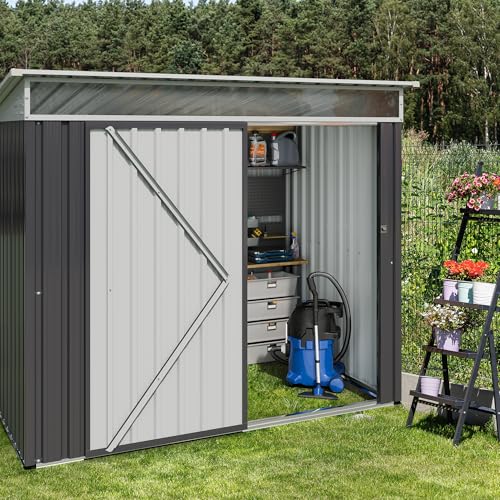 JYQAQA 5x3 FT Outdoor Garden Storage Shed, Waterproof Metal Garden Sheds with Window and Lockable Double Door