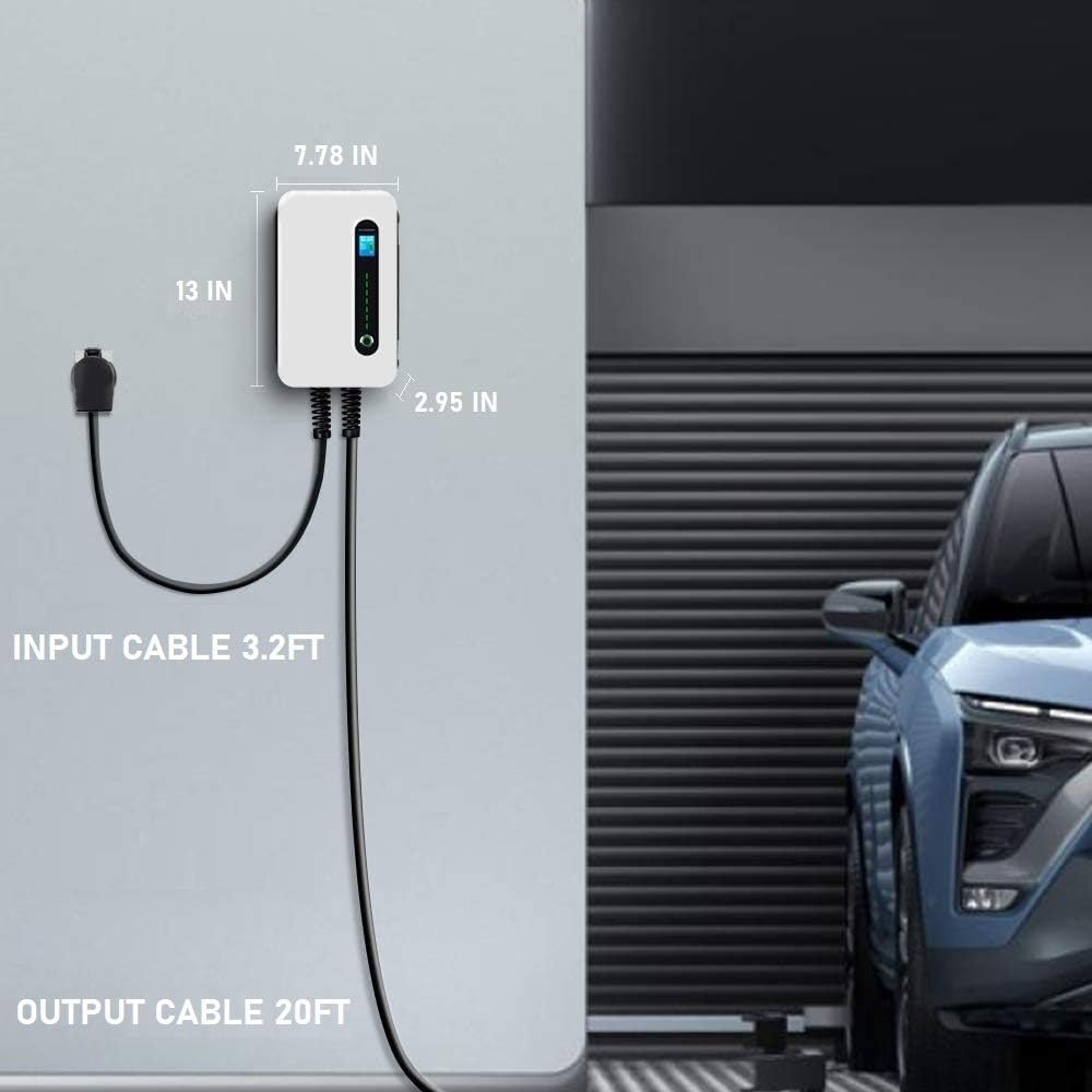 Lectron 240V 40 Amp Level 2 Electric Vehicle (EV) Charging Station with 20ft/6m J1772 Cable & NEMA 6-50 Plug