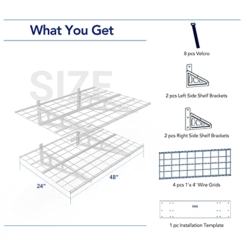 FLEXIMOUNTS 2-Pack 2x6ft Garage Shelving 24-inch-by-72-inch Wall Shelf Garage Storage Rack Floating Shelves, Black