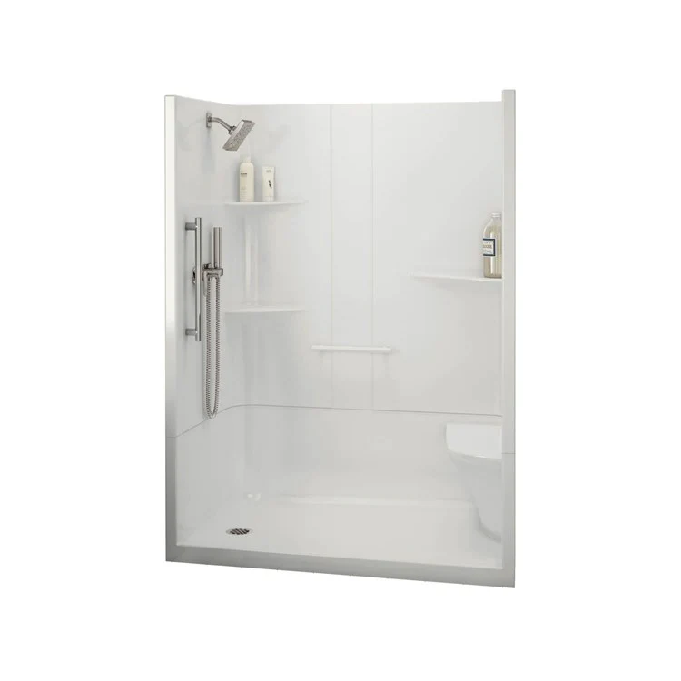 Shower Allia Rectangular 2 Piece White 60 x 34-1/2 Inch Acrylic Left Seat Center Drain