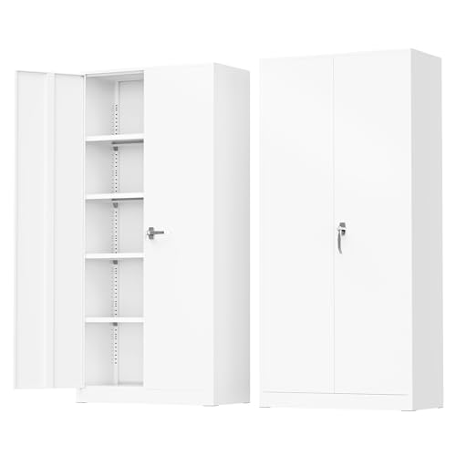 Greenvelly Metal Storage Cabinet, 72" Black Locking Storage Cabinets with Doors and 4 Shelves, Metal Cabinet for Garage Home Office, Classroom