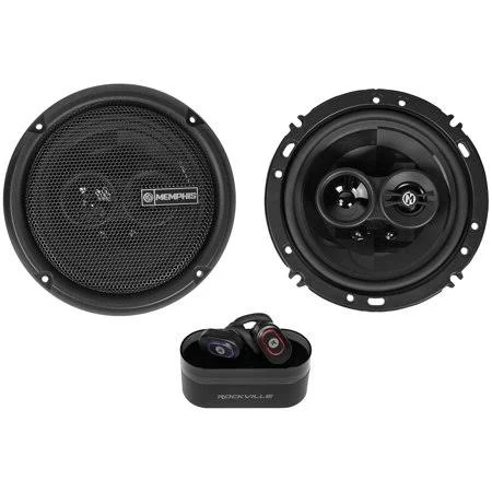 Pair Memphis Audio PRX603 6.5 inch 100W 3-Way Car Speakers+Wireless Earbuds