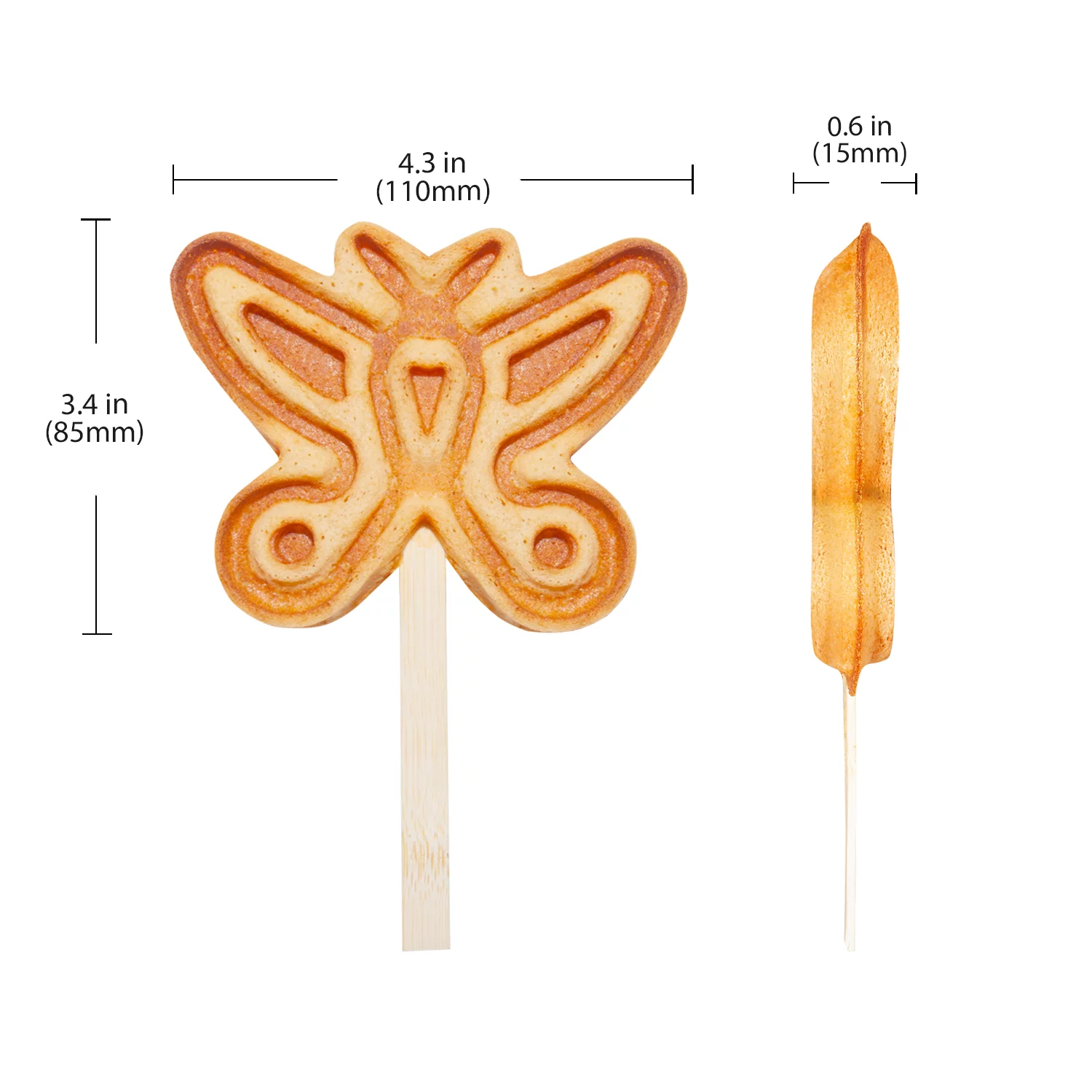 ALDKitchen Waffle Maker | Butterfly-Shaped | 4 Pcs | Waffle on a Stick Iron | Stainless Steel | 110V