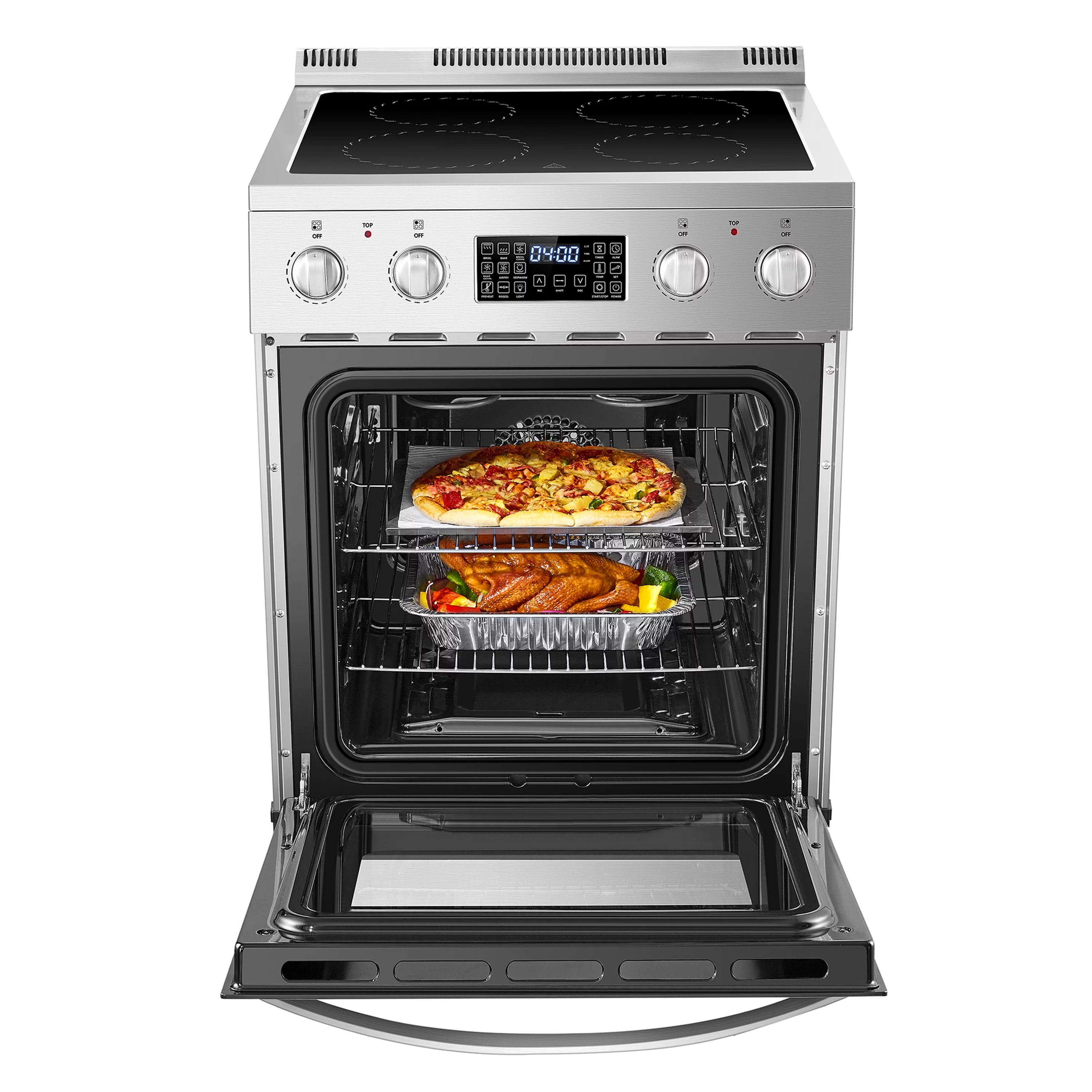 Lanbo 24 inch 2.9 Cu.ft Freestanding Electric Range with Air Fry, Rotisserie and  Convection Oven