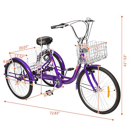 PEXMOR Adult Tricycle 7 Speed, 24/26 Inch 3 Wheel Bikes Tricycle for Adults, Adult Trike for Women/Men/Seniors