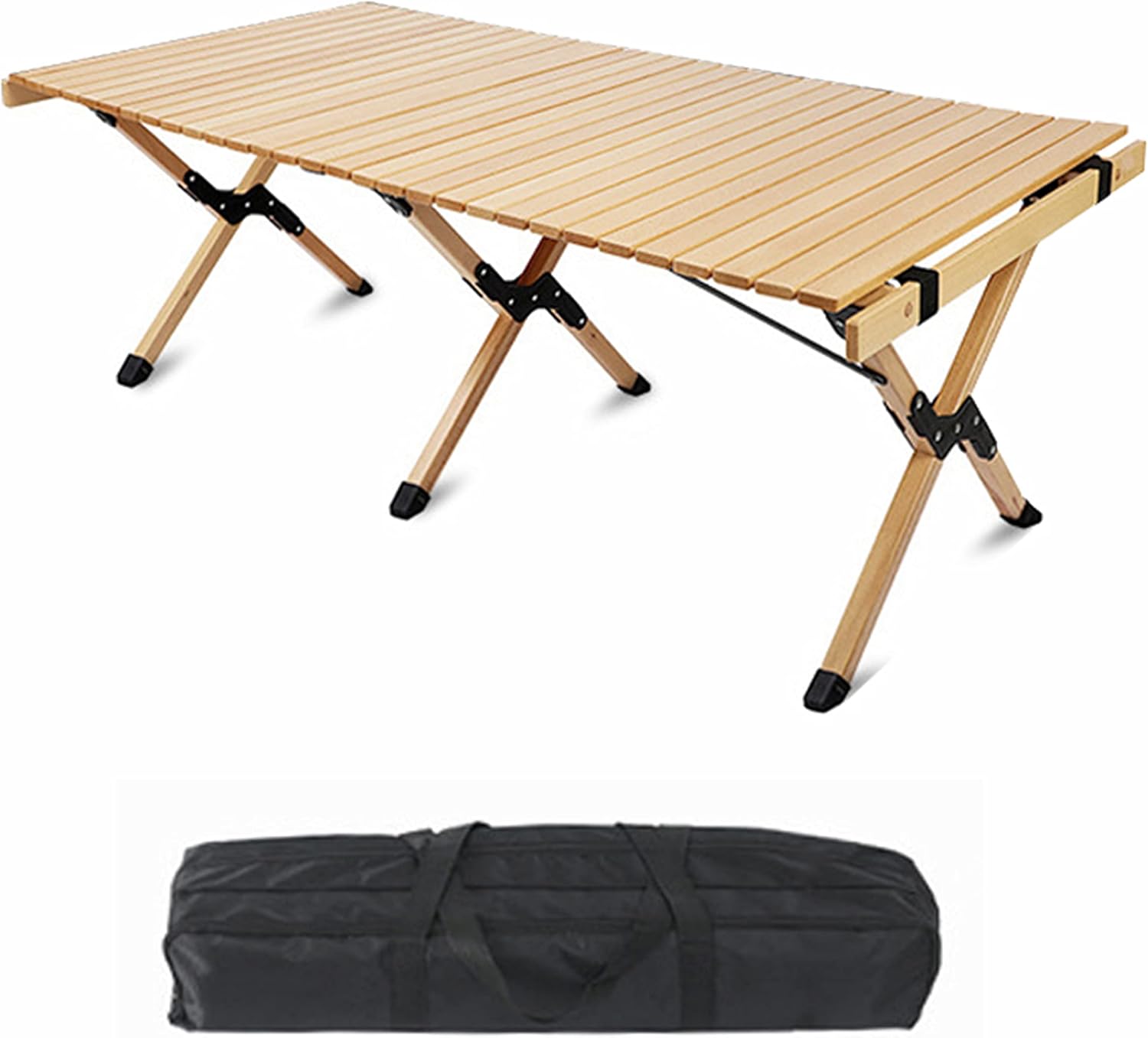 Go-Trio 4ft Low Portable Picnic Table, Boho Picnic Table with Carry Bag, Wooden Picnic Table Foldable