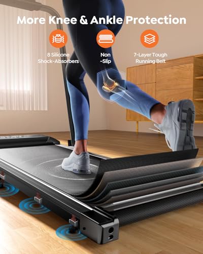Walking Pad Treadmill with Incline, 2 in 1 Foldable Treadmills for Home Small Office, 300lbs Portable Compact Under Desk Treadmill with App