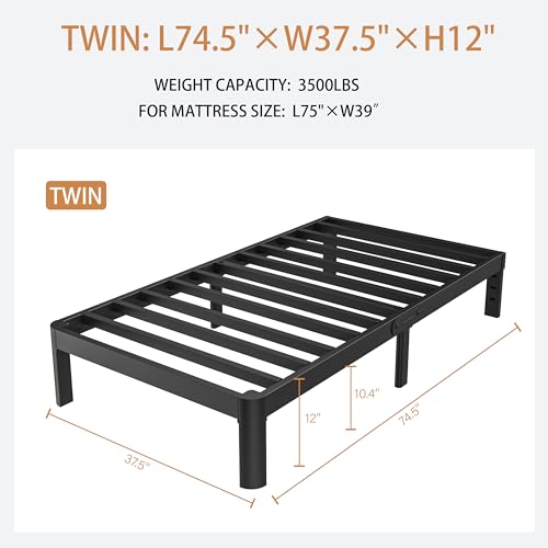 Full Size Bed Frame No Box Spring Needed, 14 Inch Metal Full Bed Frame, DIY Headboard Holes, Heavy Duty Steel Support 3500 LBS, Noiseless