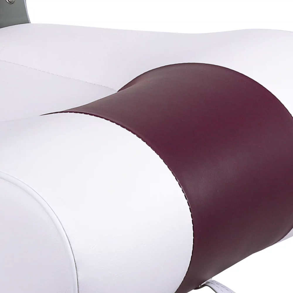 Seamander Premium High back Folding Boat Seat, Fishing Seat, White/Burgundy/Navy, 2 seats