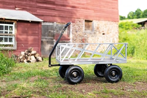 Yard Commander - 400LB Heavy Duty Tow Behind ATV Trailer Steel Dump Cart - 10-Cubic Feet Capacity - Garden Utility Trailer