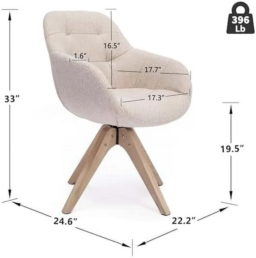 xrboomlife Mid Century Modern Swivel Armchair  Contemporary Fabric Accent Chair  Home Office Desk Chair No Wheels  Dining Chair Tufted Back with