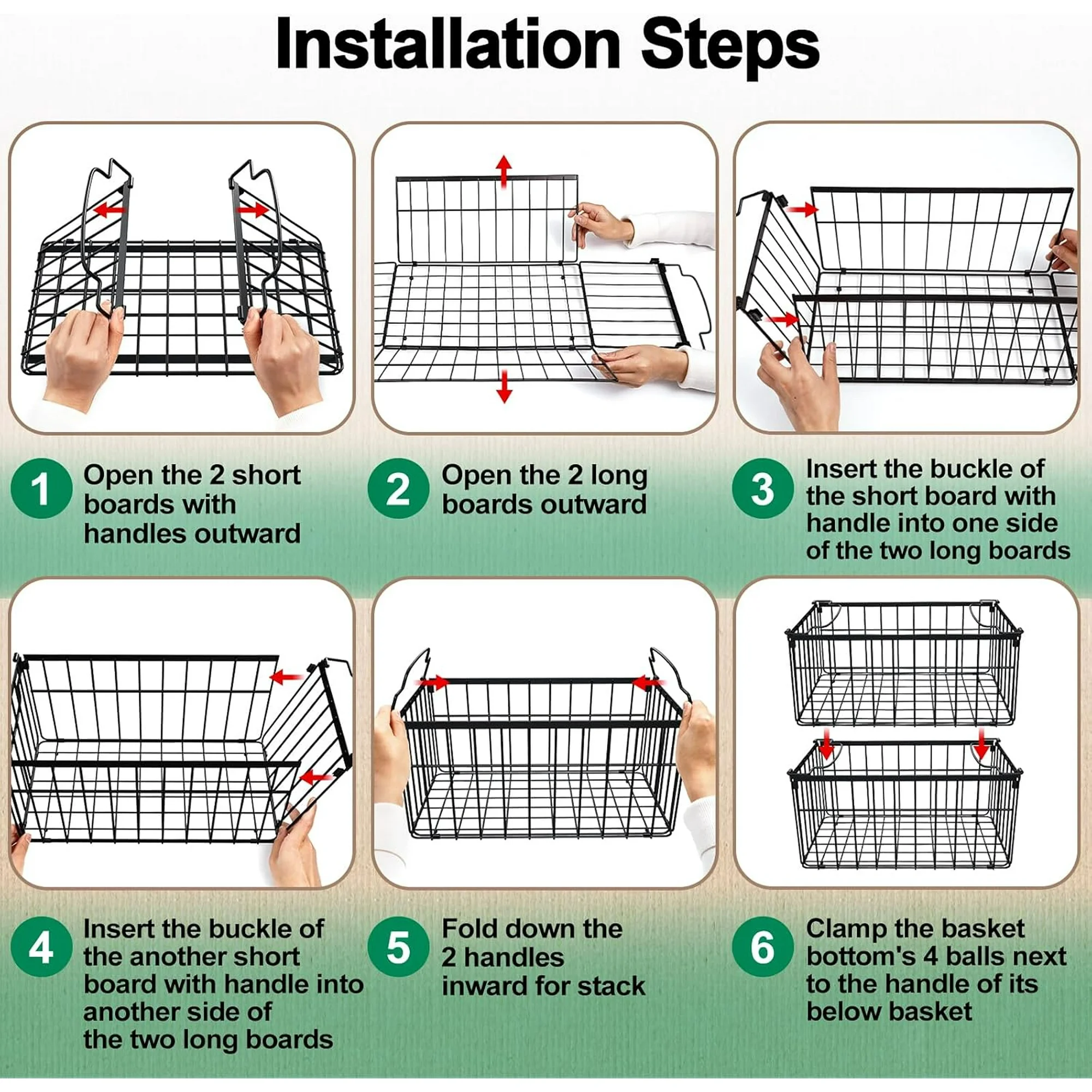 Organizer Bins, 4 Pack Stackable Deep Chest Freezer Organizer Bins, Foldable Baskets with Handles