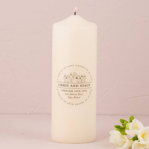Interchangeable Family Crest Personalized Unity Candle - White