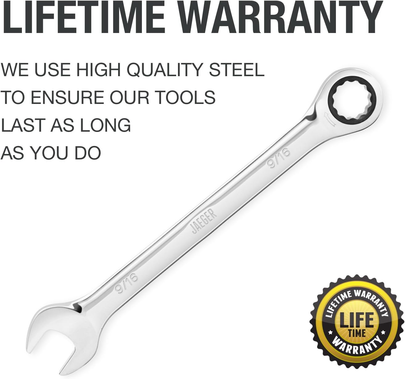 JAEGER 15pc Inch TIGHTSPOT Ratcheting Wrenches MASTER SET - Our LARGEST SAE/INCH SET With Bear Keeper Rollup Case