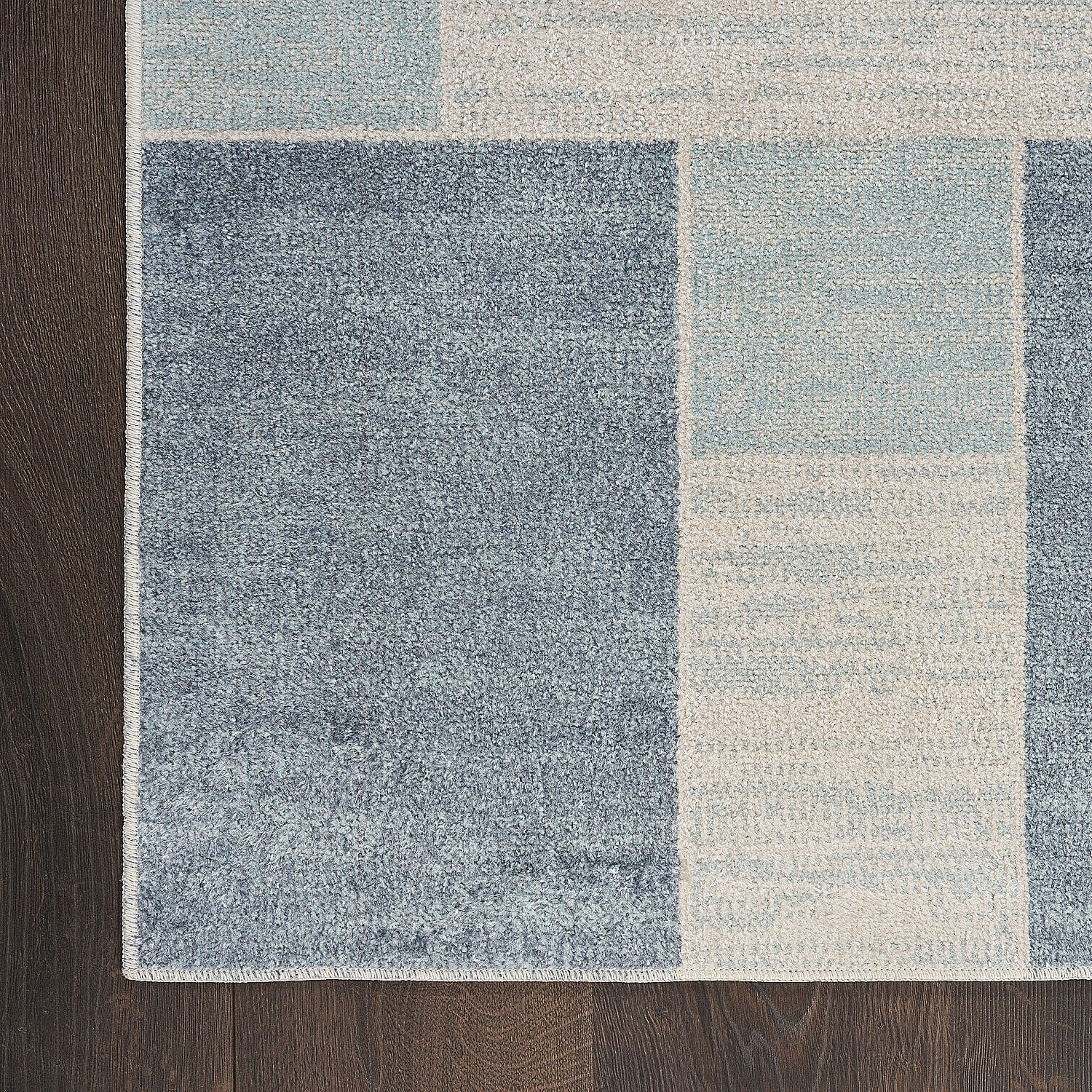 Nourison Astra Machine Washable Mid-Century Modern Blue Ivory 7'10" x 10' Area Rug (8x10)