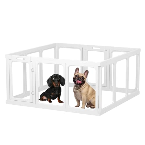 Clear Acrylic Dog Playpen - 11.6 sq.ft, 24" H 10 Planes Transparent Dog Fence Indoor, Sturdy Pet Pen for Puppy/Small Dog/Rabbit/Cat/Pig