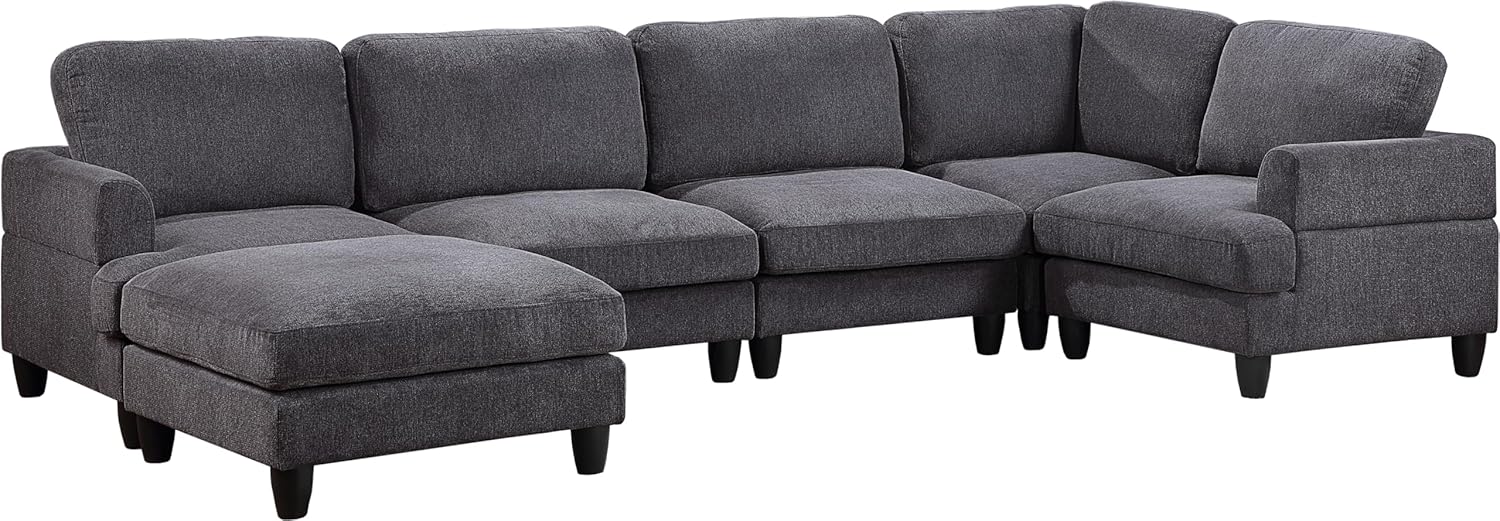 U-Shaped Oversized Modular Sectional Sofa Couch with Movable Ottoman