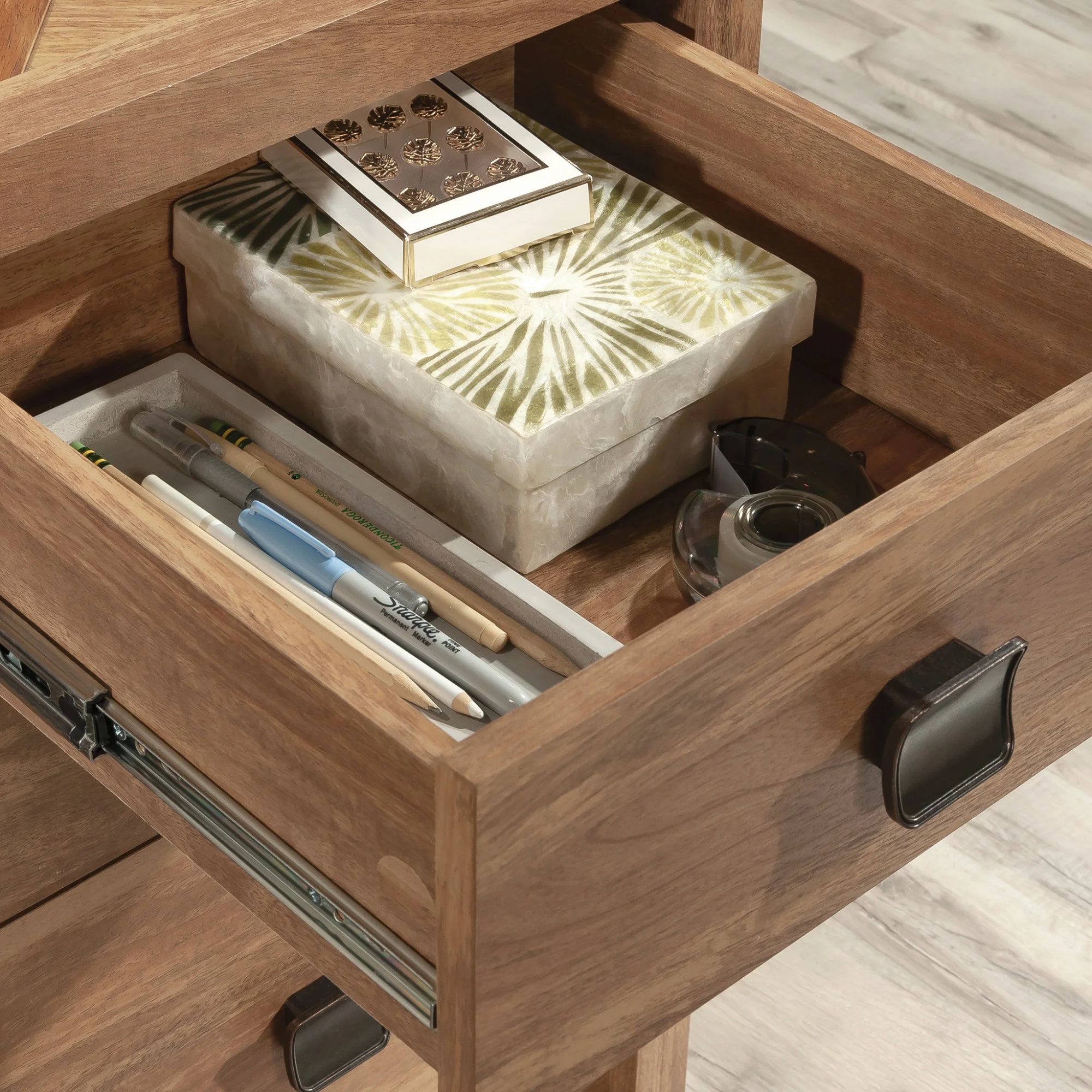 Sauder Cannery Bridge Engineered Wood Computer Desk  in Sindoori Mango/Brown