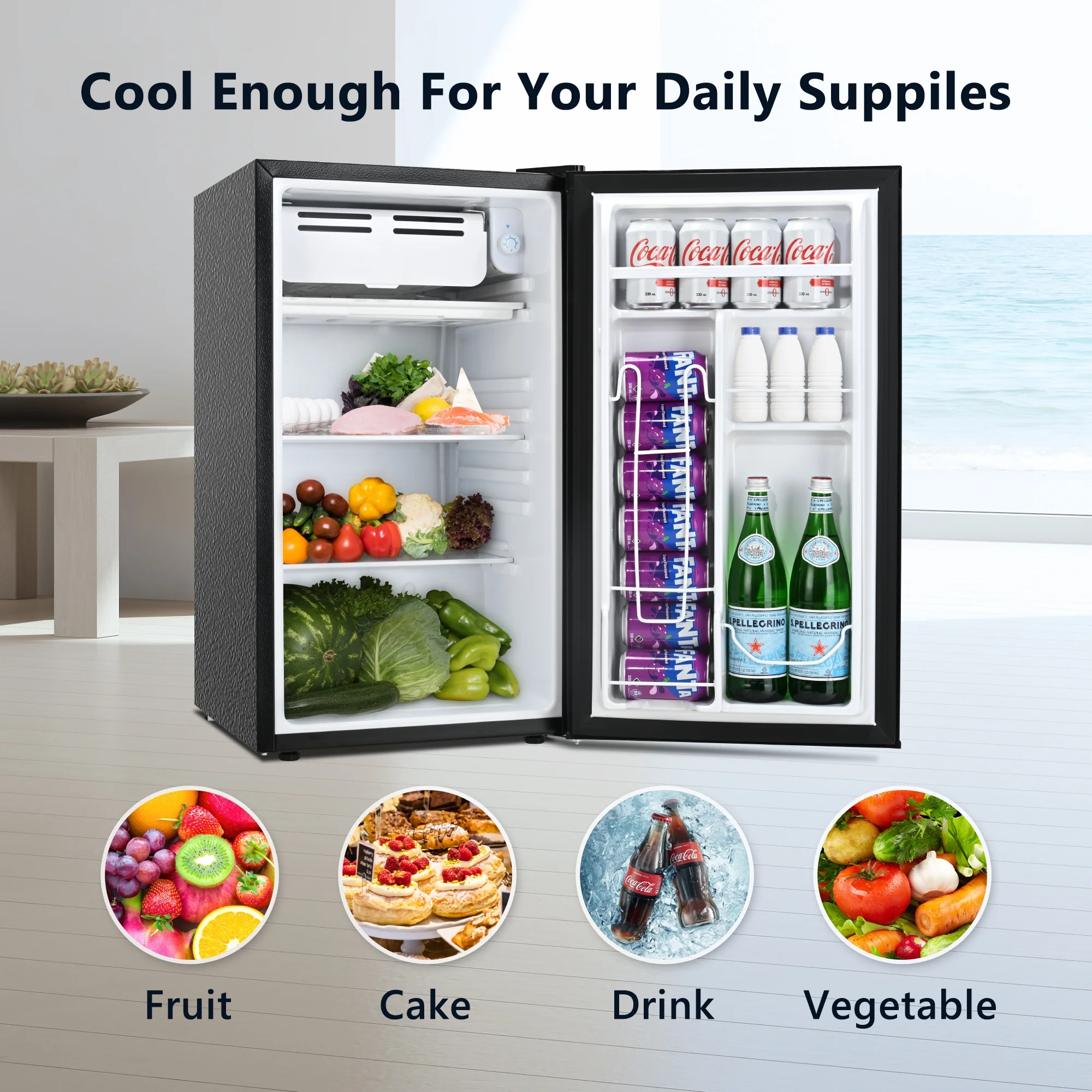 Simzlife 3.2 Cu.ft Mini Fridge with Freezer, Compact Design with Single Door, 19.3 in D, 31.9 in H - Curated Treasures Market